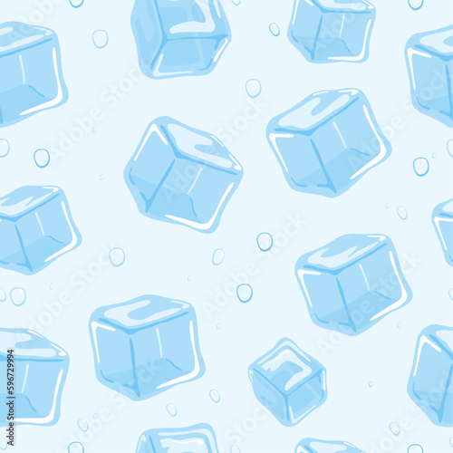 Ice cubes background. Seamless pattern. Vector illustration.