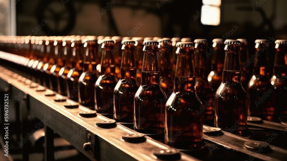 Production of alcoholic beer products. AI generated Production of alcoholic beer products. AI generated
