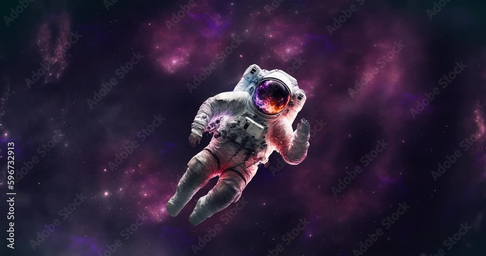 Single astronaut floating in space with dust and stars, created using ...
