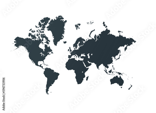 Black world map illustration on a transparent background