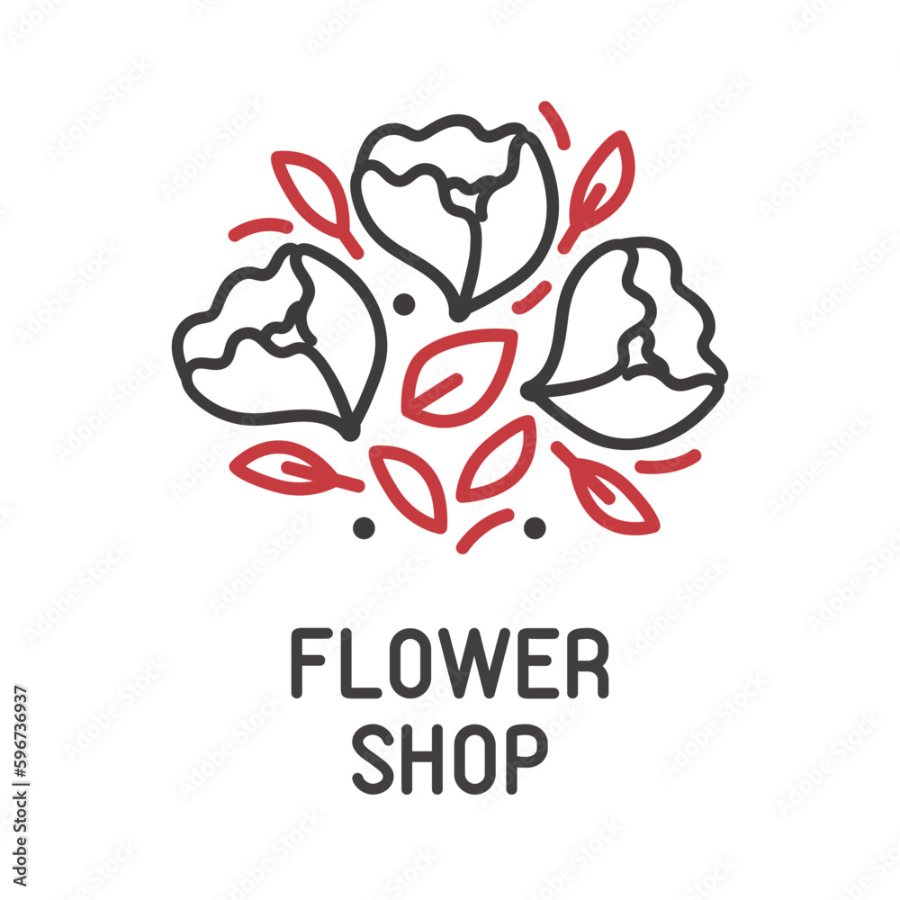 Vector elegant logo design template in trendy linear style. Emblem for floral shop or studio, wedding florist Vector elegant logo design template in trendy linear style. Emblem for floral shop or studio, wedding florist