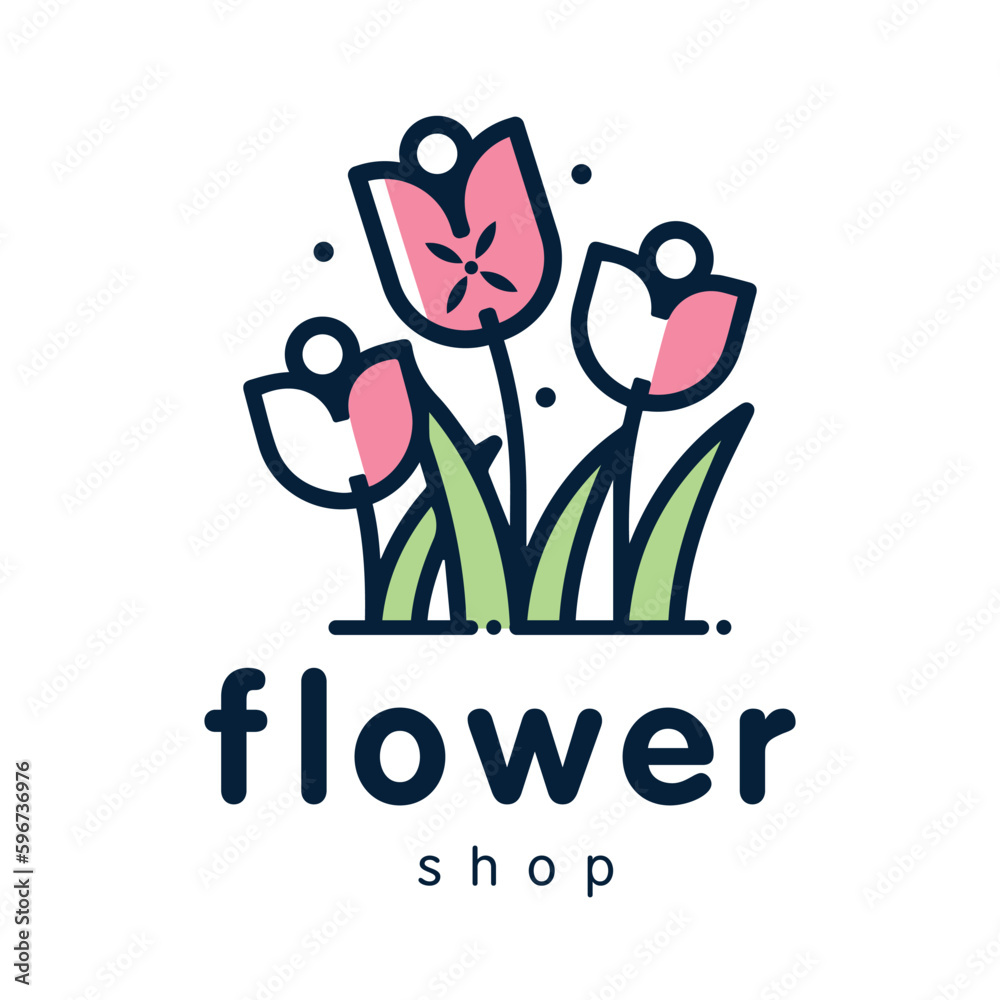 Vector elegant logo design template. Emblem for floral shop or studio, wedding florist, creator of custom floral arrangements or landscape designer