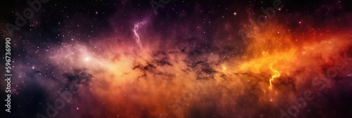 Orange Purple Yellow Space , Panoramic Background. Generative AI © Ян Заболотний