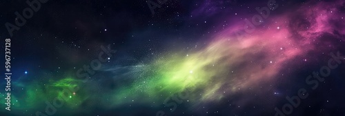 Purple Green Yellow Space   Panoramic Background. Generative AI