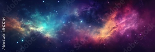 Purple Yellow Blue Space   Panoramic Background. Generative AI