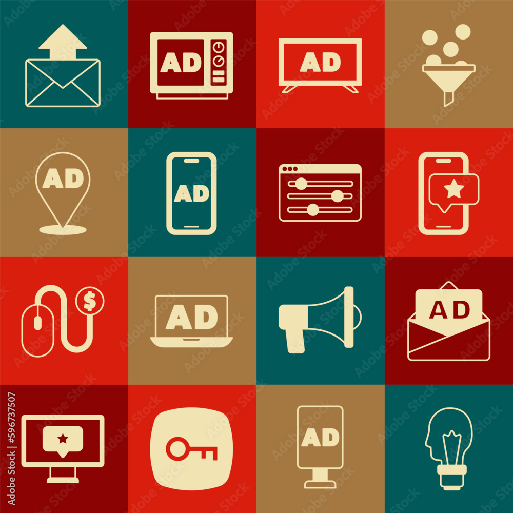 Set Light bulb with concept of idea, Advertising, Mobile review rating, Mail and e-mail and Browser setting icon. Vector Set Light bulb with concept of idea, Advertising, Mobile review rating, Mail and e-mail and Browser setting icon. Vector