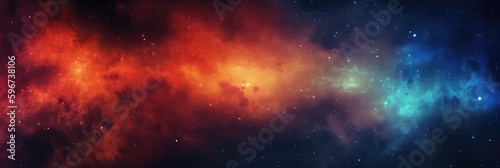 Red Orange Blue Space , Panoramic Background. Generative AI © Ян Заболотний
