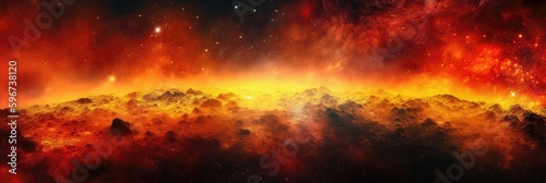 Red Orange Yellow Space , Panoramic Background. Generative AI photo