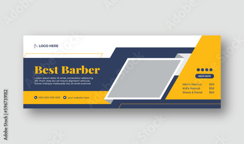 Barber shop, spa, salon and cosmetic horizontal social media post web banner template