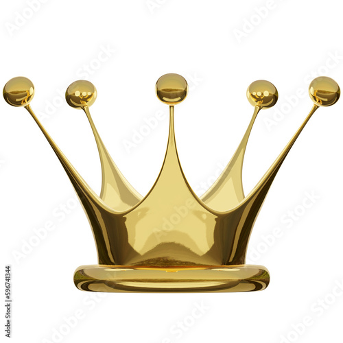 Golden crown on isolated background, PNG file. 