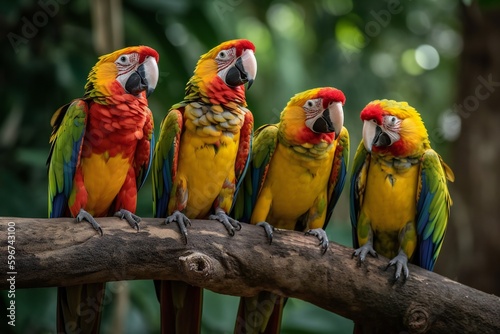 AI Generative. "Join the Flock of Vibrant Parrots: Get Captivated by Their Colorful Charm!" © mfathur19