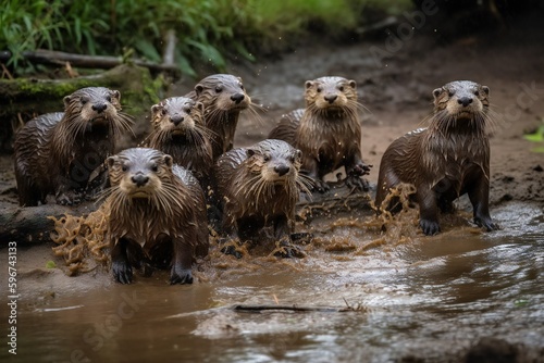 AI Generative. "Slide into Fun with Our Playful Otters!" © mfathur19