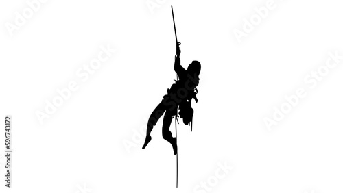 man on a rope silhouette, descending ropes