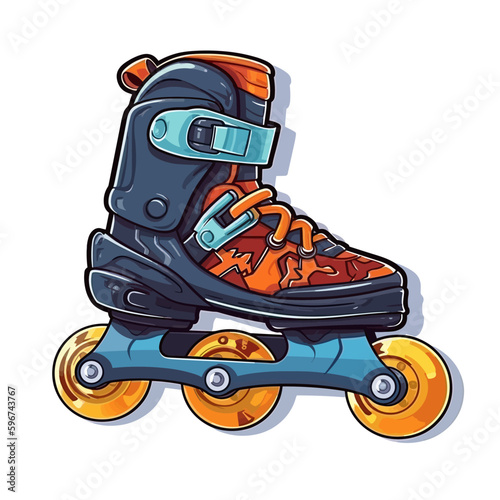 Roller skates - inline skates - Sports adrenaline games -  Cartoon vector illustration. label, sticker, t-shirt printing