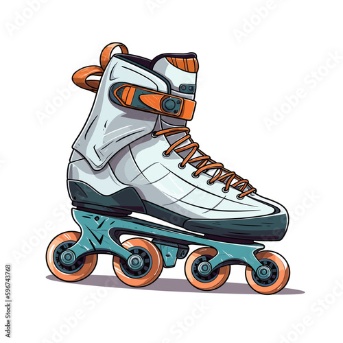 Roller skates - inline skates - Sports adrenaline games -  Cartoon vector illustration. label, sticker, t-shirt printing