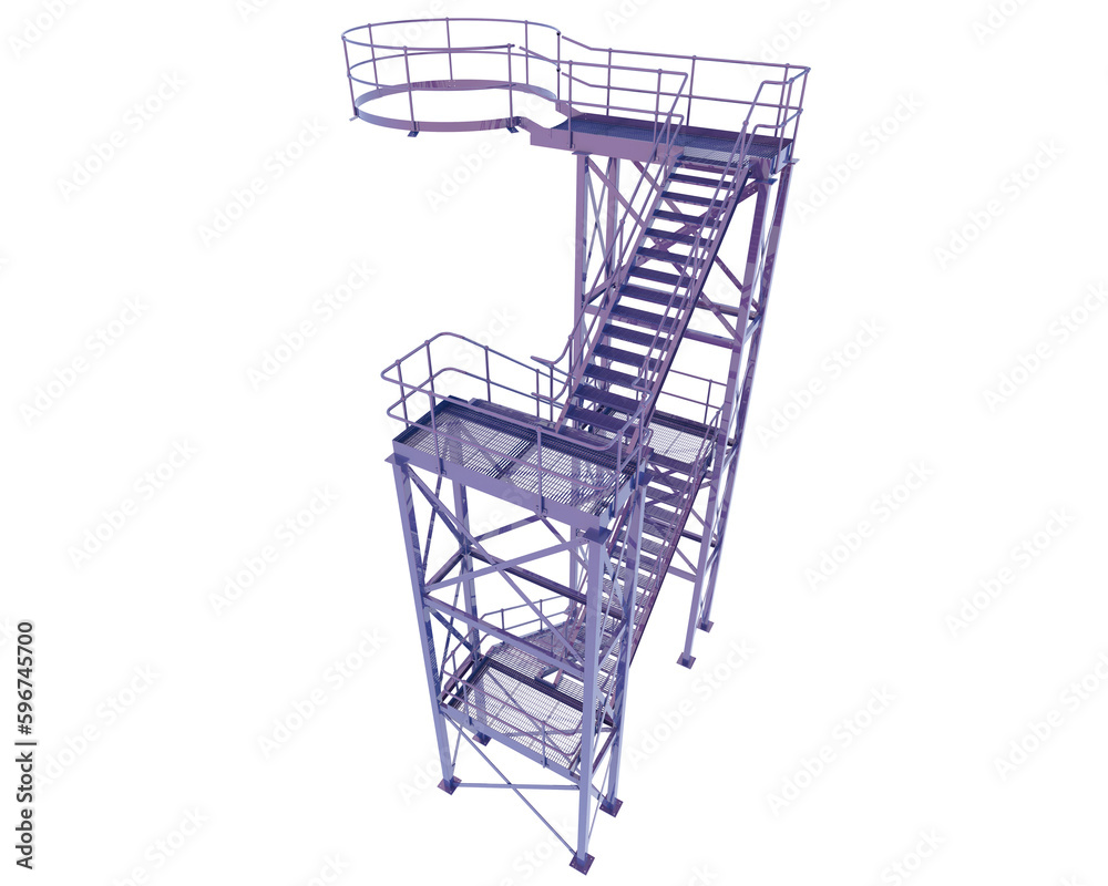 Silo staircase isolated on transparent background. 3d rendering - illustration Silo staircase isolated on transparent background. 3d rendering - illustration