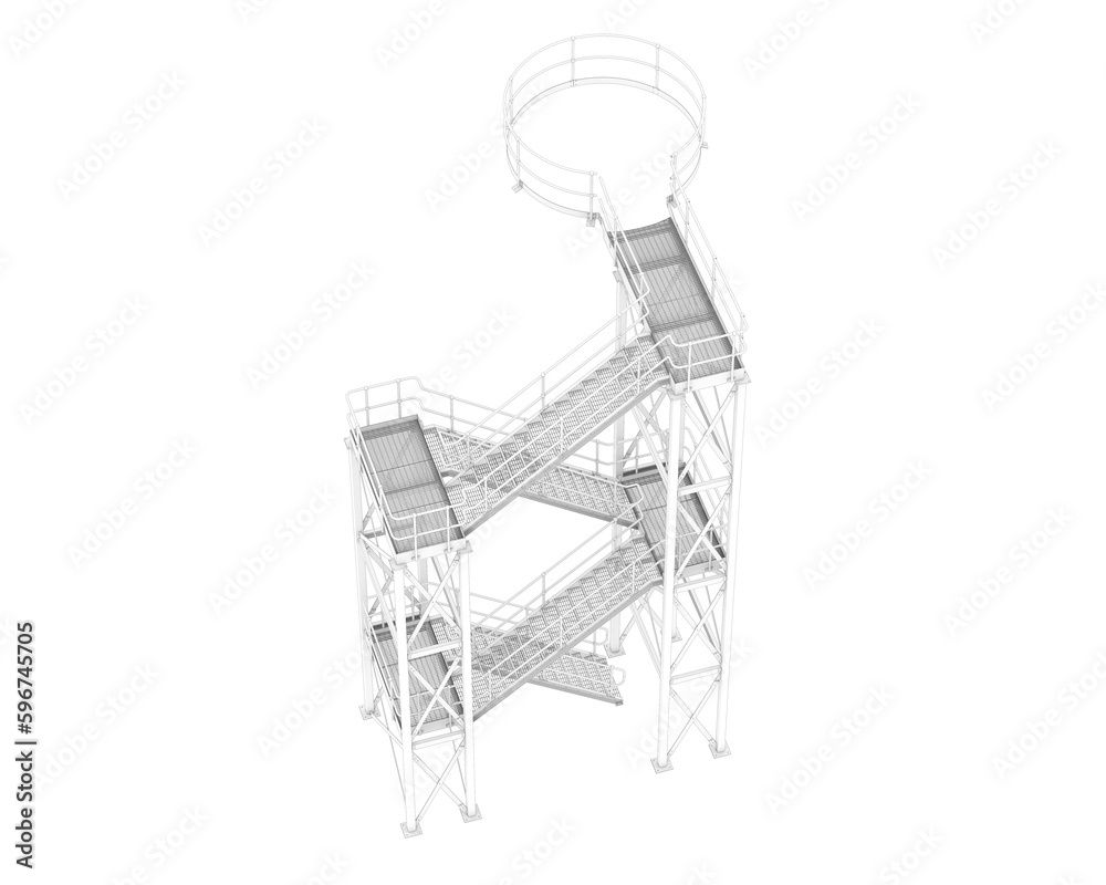 Silo staircase isolated on transparent background. 3d rendering - illustration Silo staircase isolated on transparent background. 3d rendering - illustration