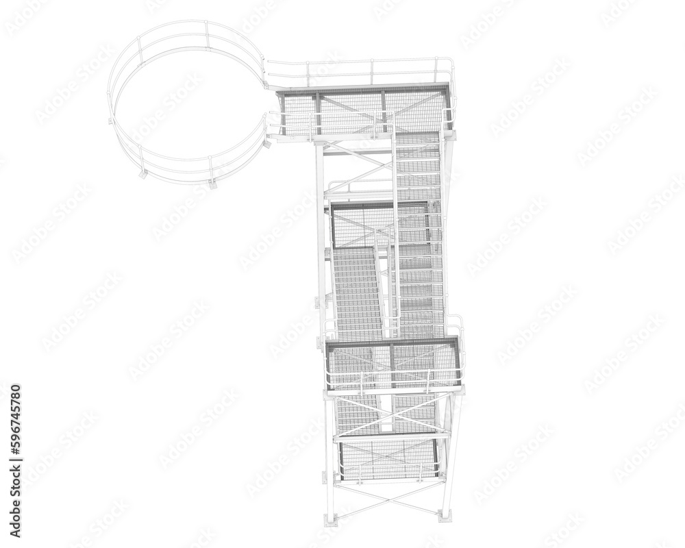 Spiral staircase isolated on transparent background. 3d rendering - illustration Spiral staircase isolated on transparent background. 3d rendering - illustration