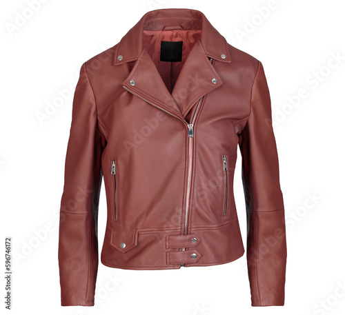 Quadro em tela Brown leather jacket for men's fashion isolated at white background
