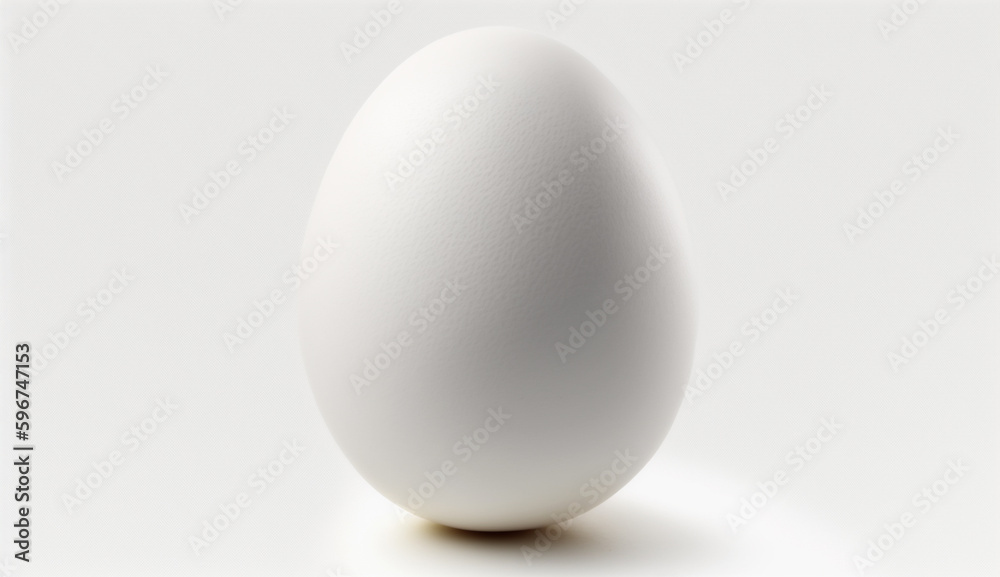 White egg on a white background. Close-up. Isolated, Generative AI White egg on a white background. Close-up. Isolated, Generative AI