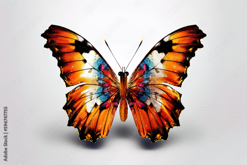 Image of colorful butterfly on a clean background. Insect. illustration, Generative AI.