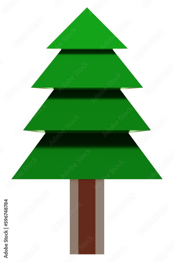 Fototapeta premium 3d illustration of low poly pine tree isolated.
