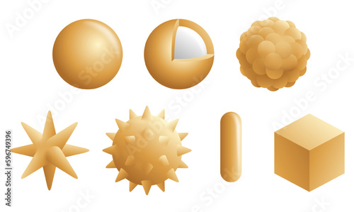 Gold nanoparticles in different shapes photo