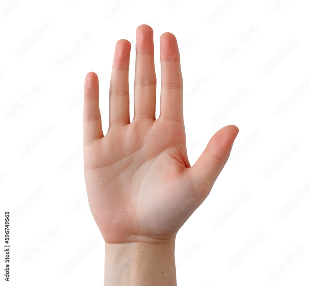 Open hand in transparent background. Generative AI. Open hand in transparent background. Generative AI.