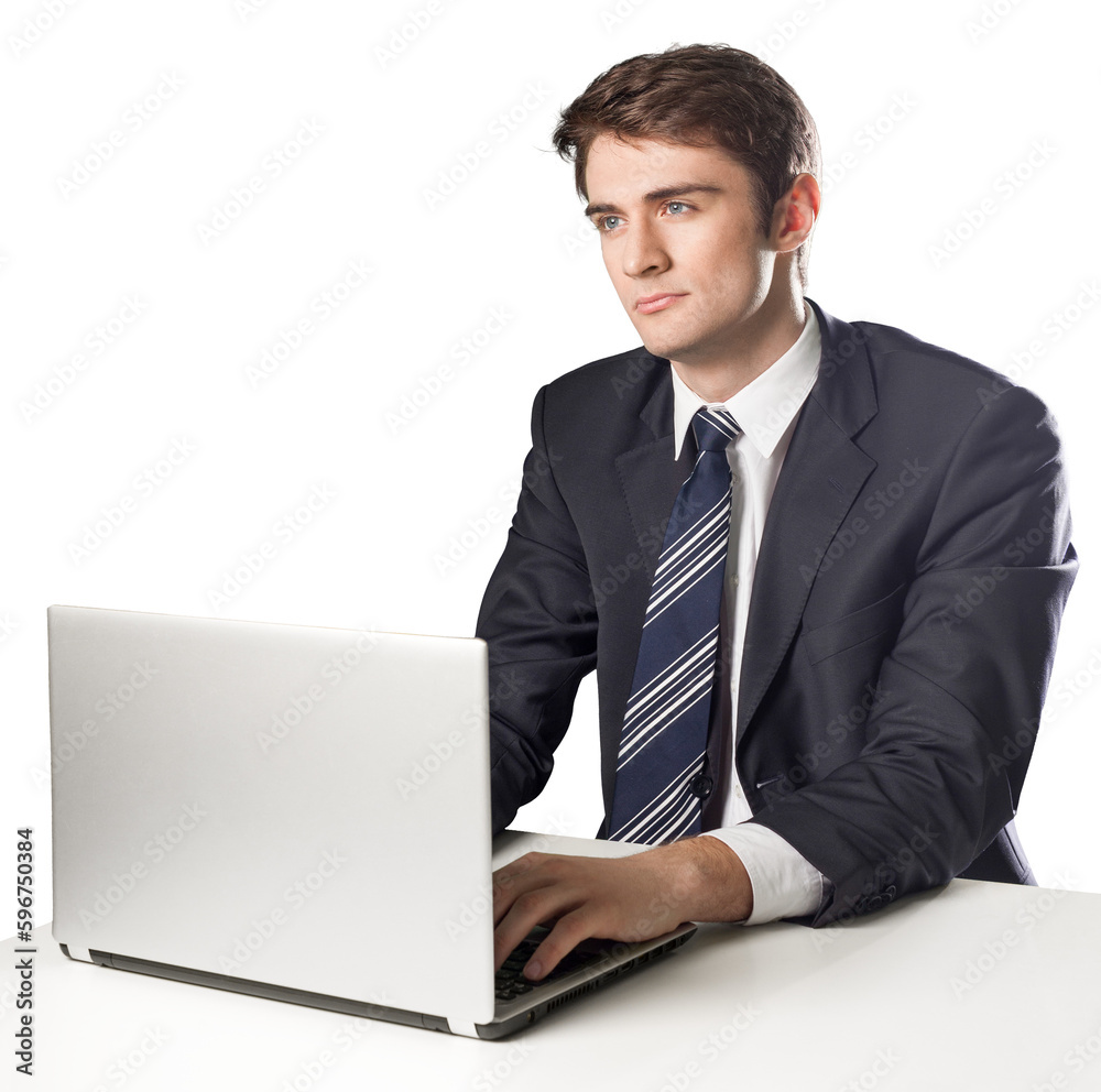 Business Working on a Laptop Isolated Business Working on a Laptop Isolated