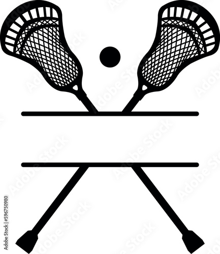 two double crossed lacrosse sticks with ball Name space empty custom name area eps vector file  photo