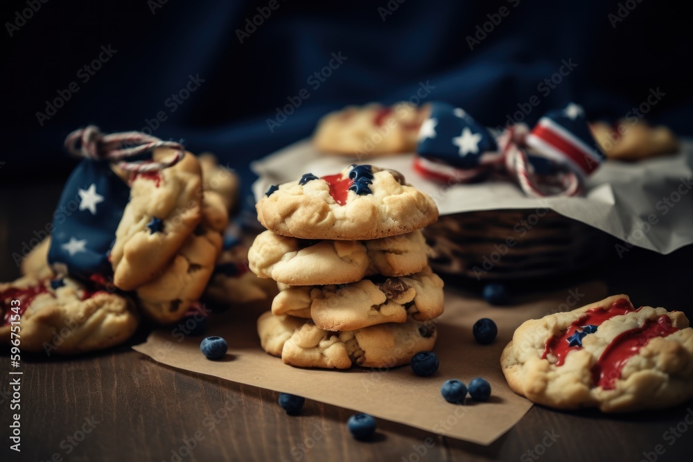 sugar cookies decorated for 4th of July Independence day celebration in America. Icing and sprinkles in red, white, and blue. sugar cookies decorated for 4th of July Independence day celebration in America. Icing and sprinkles in red, white, and blue.