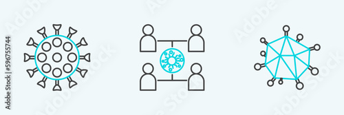 Set line Virus, and spread icon. Vector