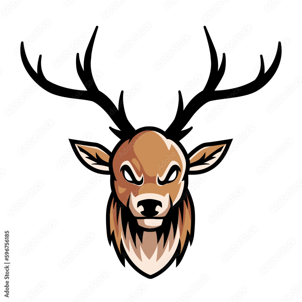 Naklejka premium head deer mascot logo gaming illustration vector