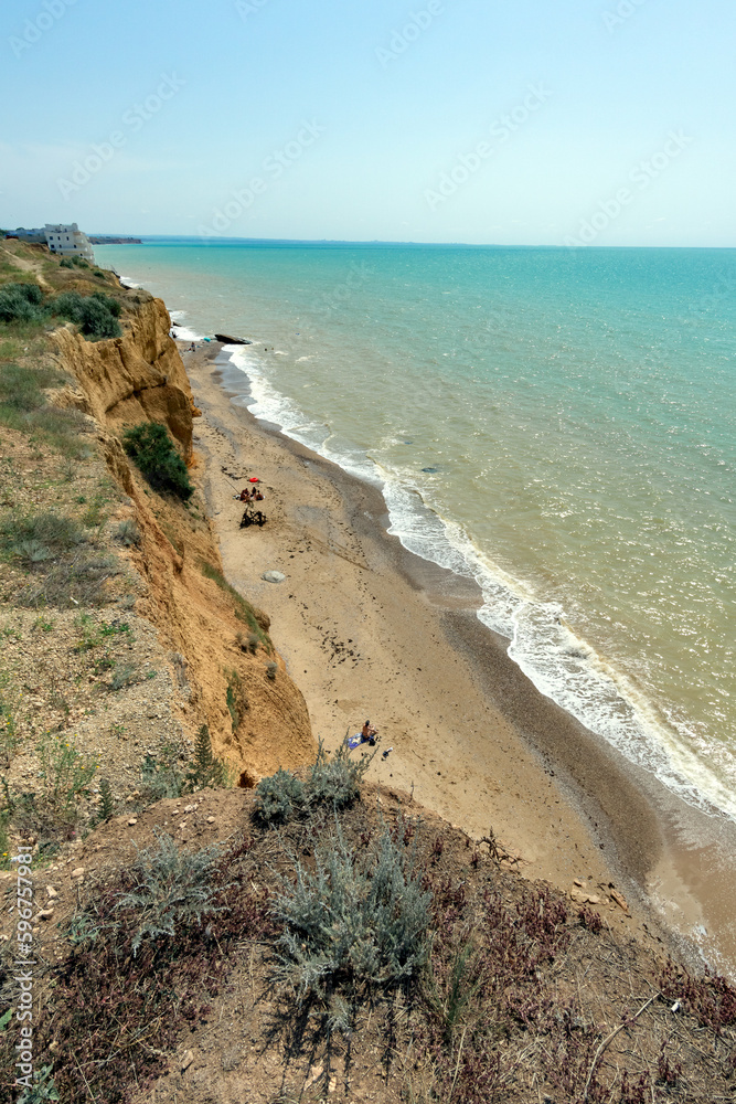 View of the steep coast of the western coast of Crimea