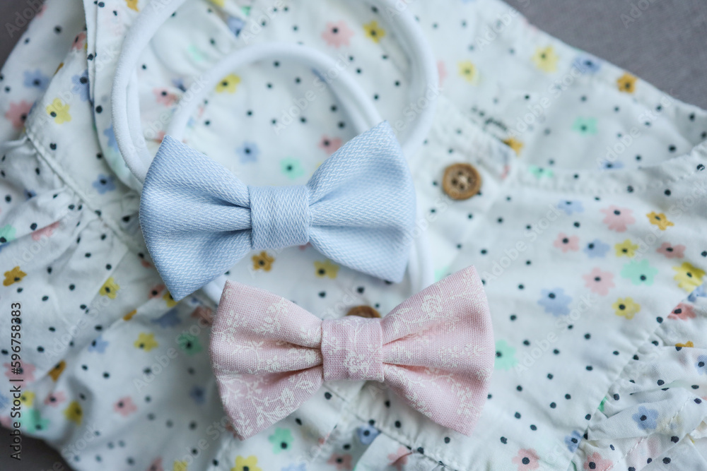 Close up of newborn hair accessories