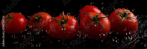 Red tomato background on black background. Healthy vegan food. Tomato isolated. Organic food. Clipping path. Healthy eating. Top view. Natural background.