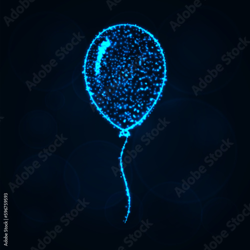 Balloon silhouette of lights on dark background