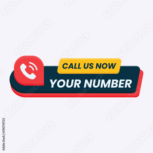 call us now button logo sign and symbol vector with Phone number