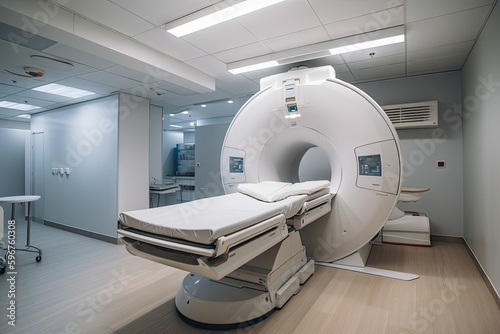 advanced medical imaging equipment in a modern hospital setting, created with generative ai