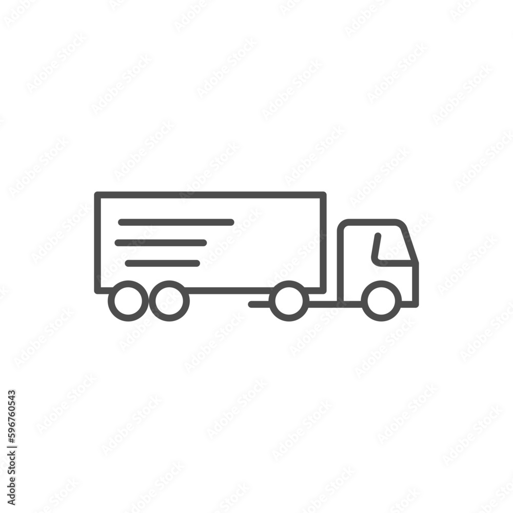 Truck related vector linear icon. Delivery truck. Freight transport. Vector outline illustration Isolated on white background. Editable stroke