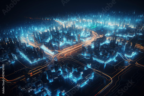 Ai generated illustration of  IT roadmap modern technology and innovative processes, networking and big data