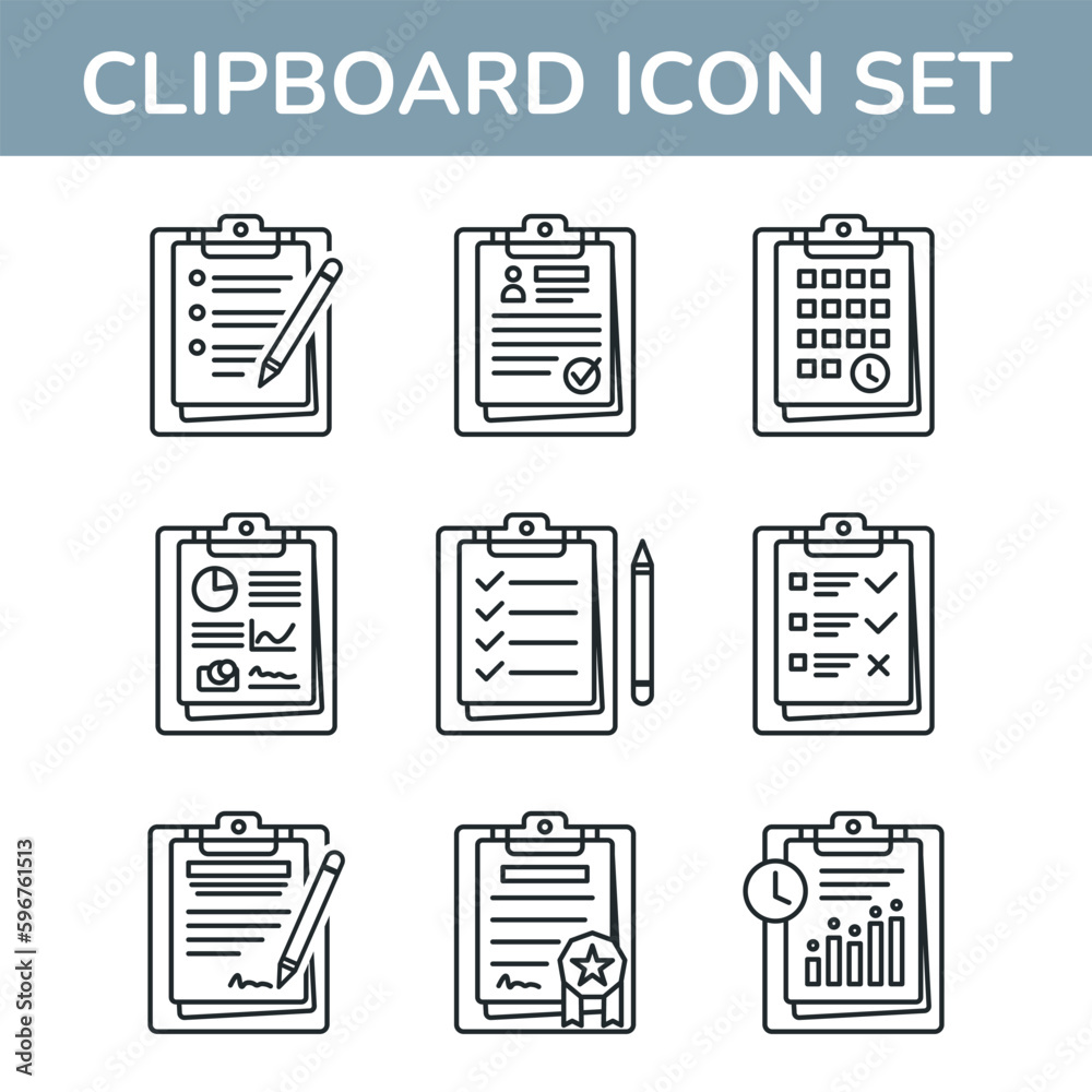 Clipboard and Notepad Icons Set for Checklist, Schedule, and Data Record. Vector Illustration Clipboard and Notepad Icons Set for Checklist, Schedule, and Data Record. Vector Illustration