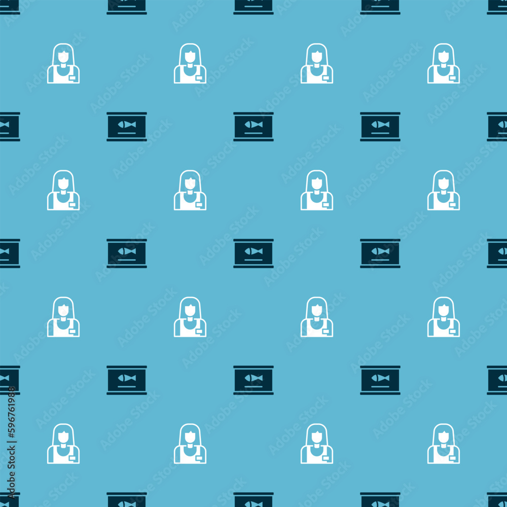 Set Canned fish and Seller on seamless pattern. Vector Set Canned fish and Seller on seamless pattern. Vector