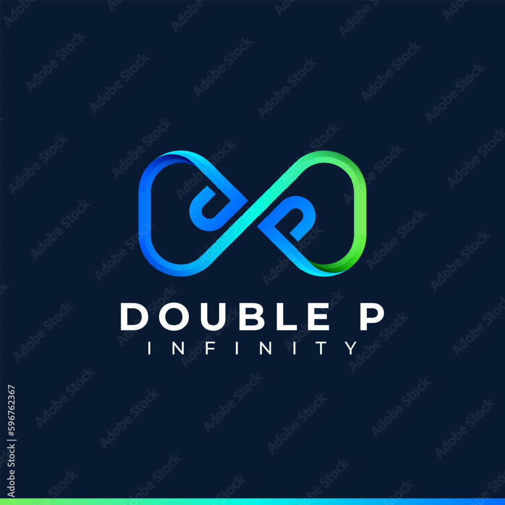 Letter P Infinity Logo design and Blue Green Gradient Colorful symbol for Business Company Branding and Corporate Identity Letter P Infinity Logo design and Blue Green Gradient Colorful symbol for Business Company Branding and Corporate Identity