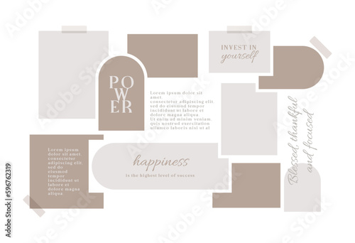Vector photo collage template moodboard pictures grids vector illustration