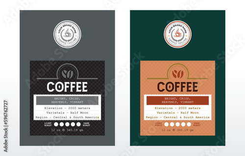 Premium coffee label design collection, coffee blend labels editable file, Coffee pouch labels design. Black gold premium labels. Modern graphic label for coffee packaging designs.