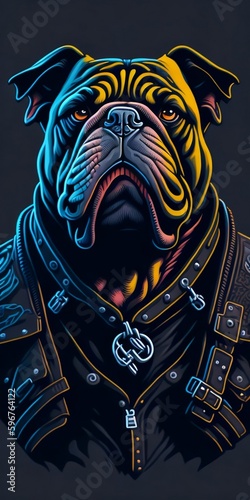 mutant bulldog illustration.-generative art.
