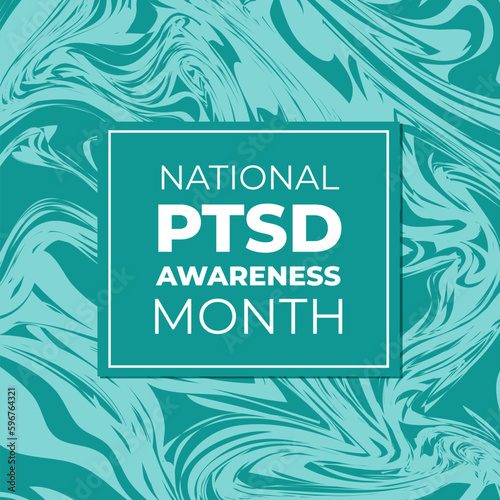 National PTSD Awareness Month banner. Post Traumatic Stress Disorder. Annual event in USA in June. Vector illustration