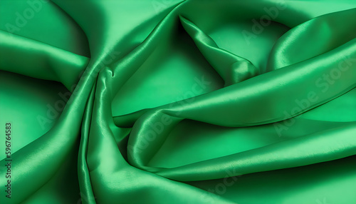 green silk background, Vibrant green Silk Fabric green color space on text