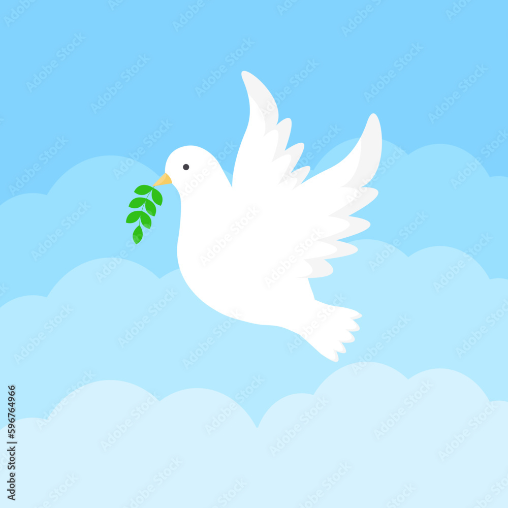 Fototapeta premium Peace Day composition with flat white dove